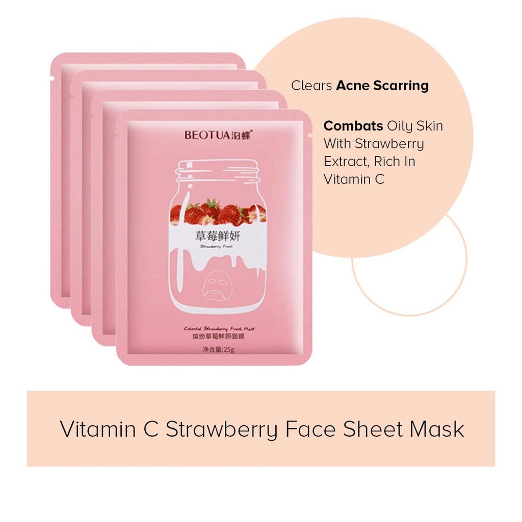 Vitamin C Strawberry Face Sheet Mask (4 Pack)